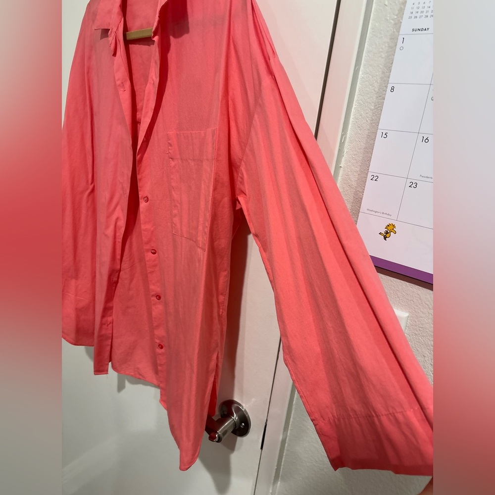 Zara Oversized Pink Button-Up Shirt, Medium - Picture 4 of 7